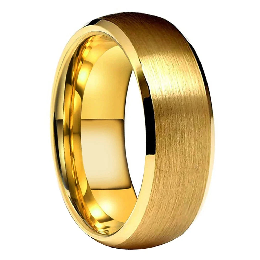 Anillo de Tungsteno Dorado con Biseles ’El Tesoro’ - Anillos