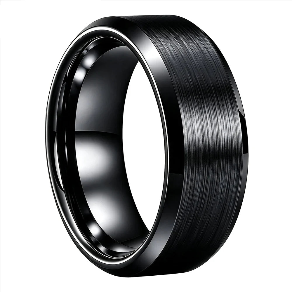 Anillo de Tungsteno para Boda con Acabado Cepillado ’El Eterno’ - 8mm Black / 5 - Anillos