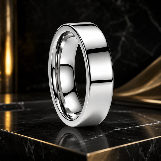 Anillo de Tungsteno para Boda de Perfil Plano ’El Destino’ - 6mm Silver / Flat Band / 6 - Anillos