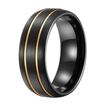 Anillo de Tungsteno Negro Doble Ranura