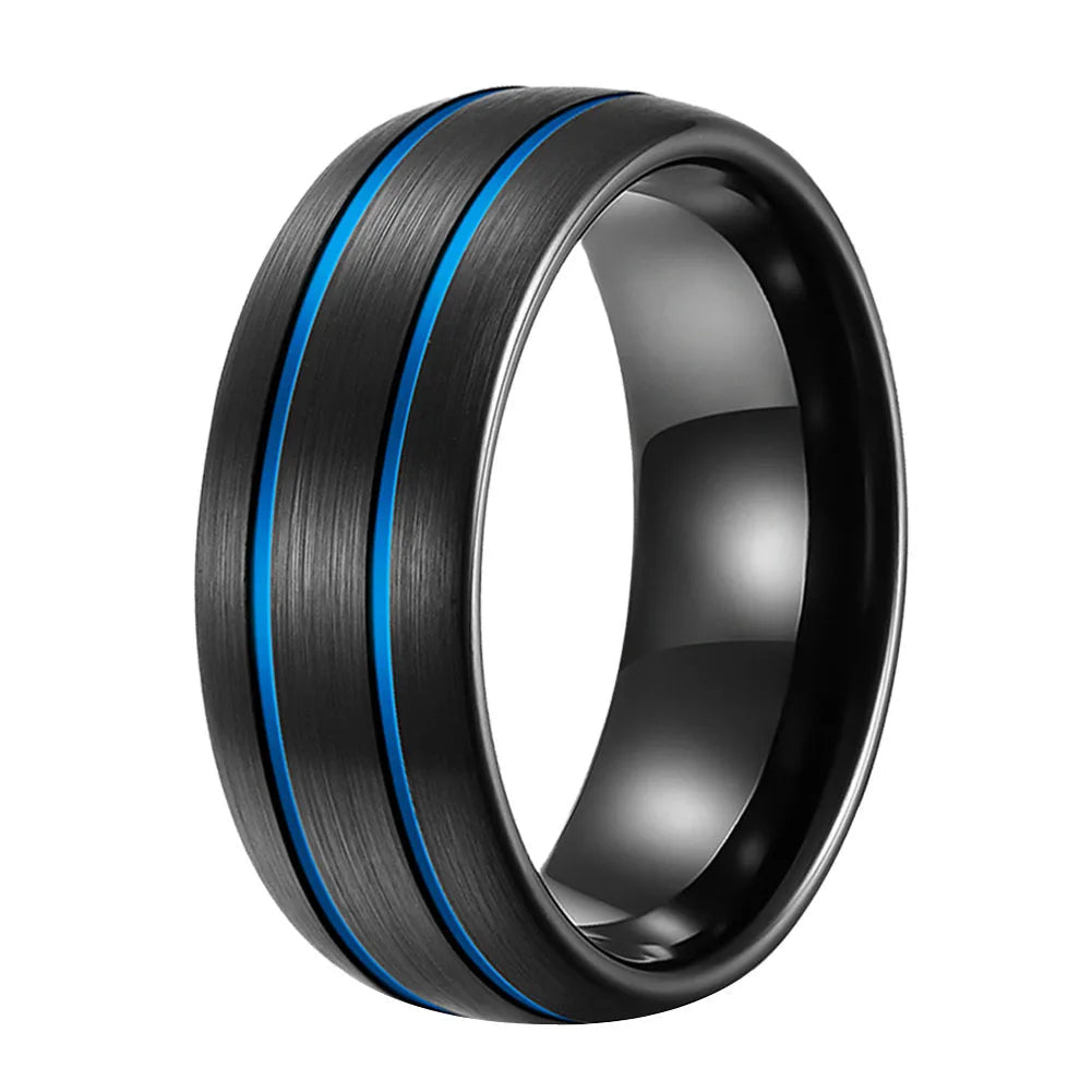 Anillo de Tungsteno Negro Doble Ranura