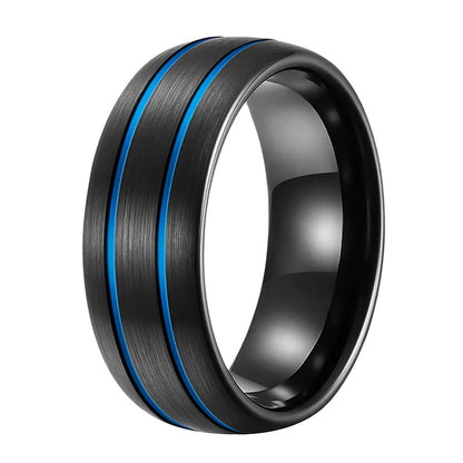 Anillo de Tungsteno Negro Doble Ranura