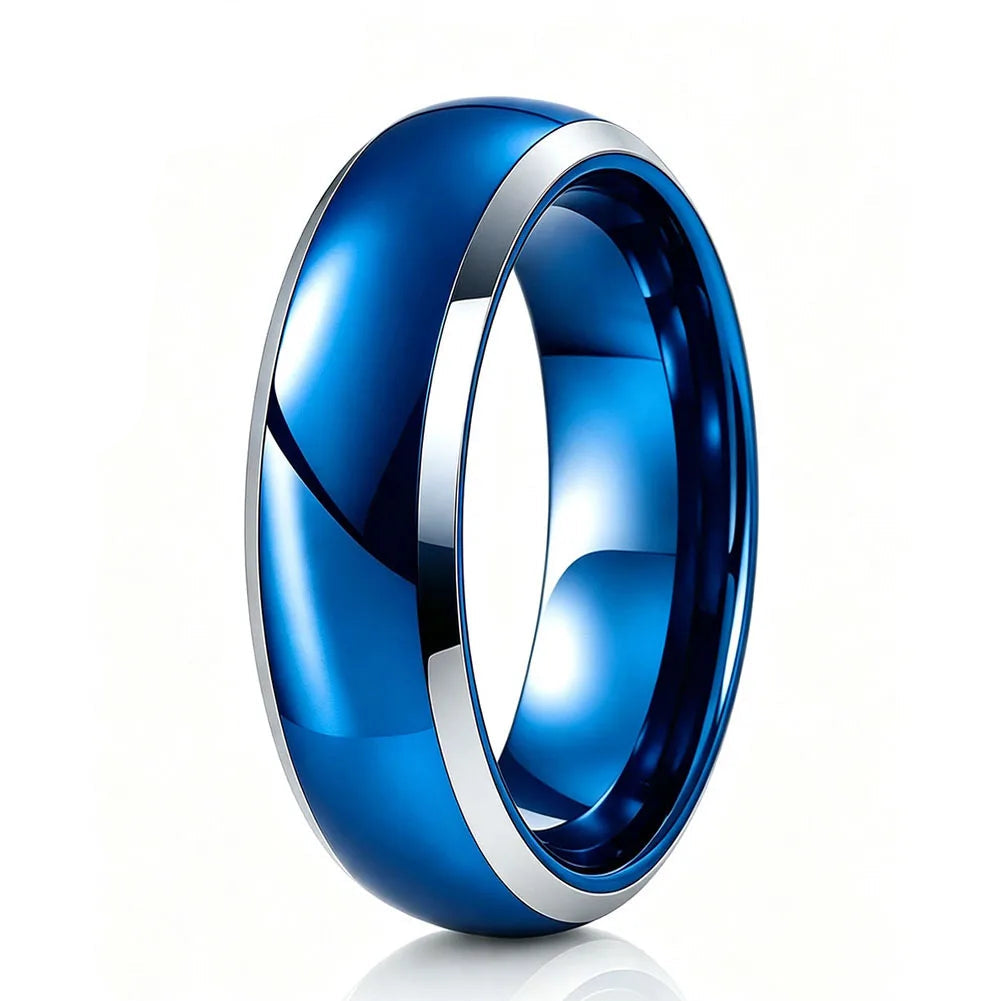Anillo de Tungsteno Azul Bisel Pulido