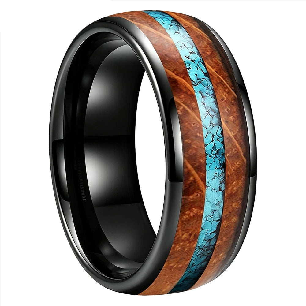 Anillo de Tungsteno con Barrica y Turquesa