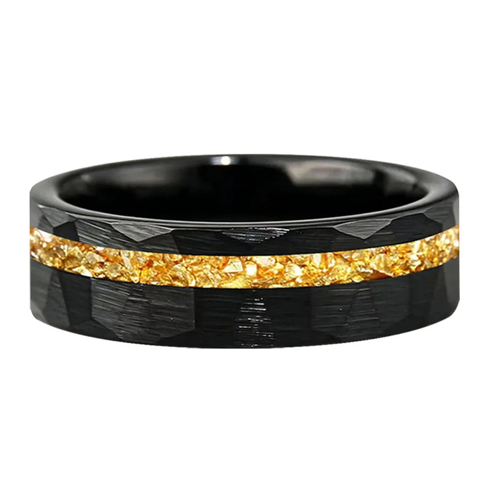 Anillo de Tungsteno con Cristal Dorado