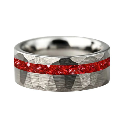 Anillo de Tungsteno con Cristal Rojo
