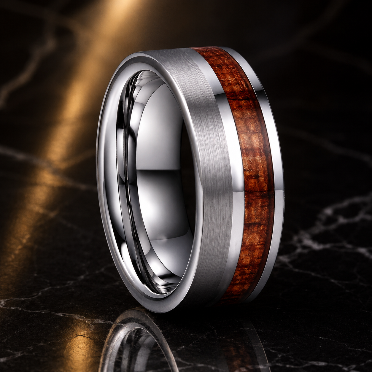 Anillo de Tungsteno con Madera 