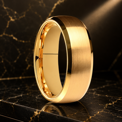 Anillo de Tungsteno Dorado Cepillado