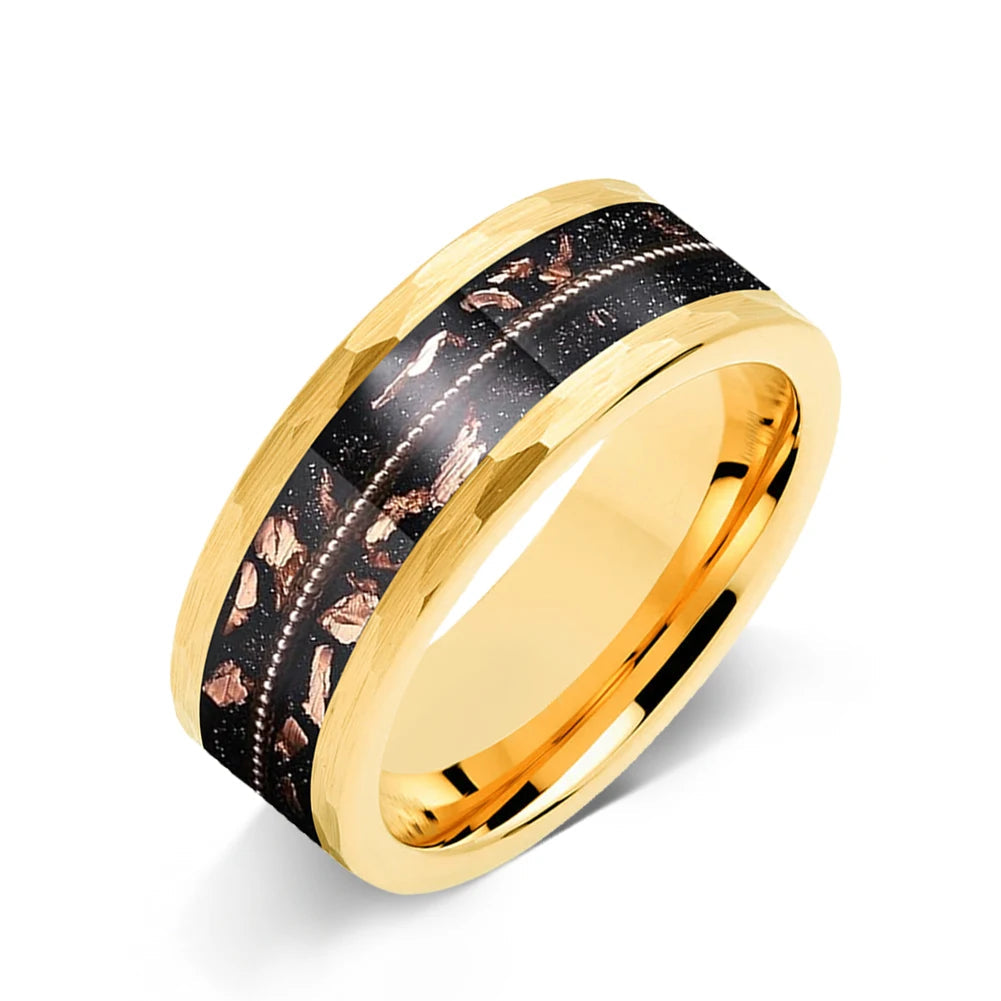 Anillo de Tungsteno Oro Rosa con Cuerdas