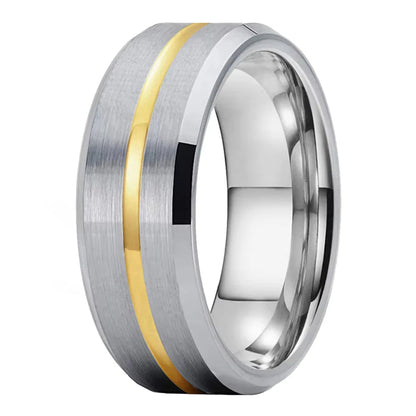 Anillo de Tungsteno Plateado con Ranura