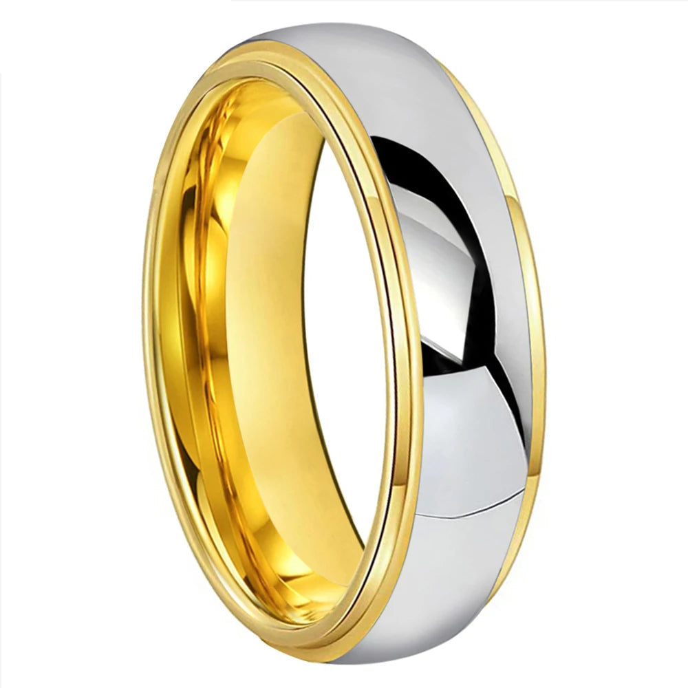 Anillo de Tungsteno Dorado Escalonado