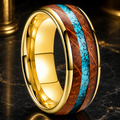 Anillo de Tungsteno con Barrica y Turquesa