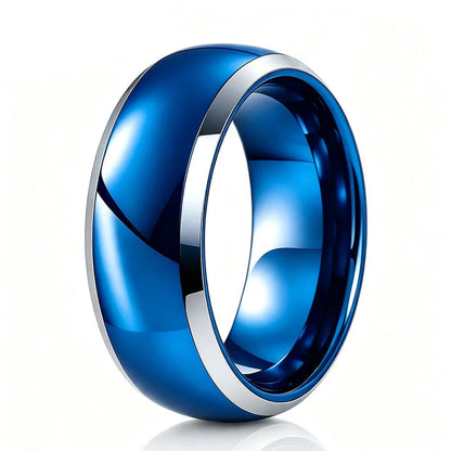 Anillo de Tungsteno Azul Bisel Pulido