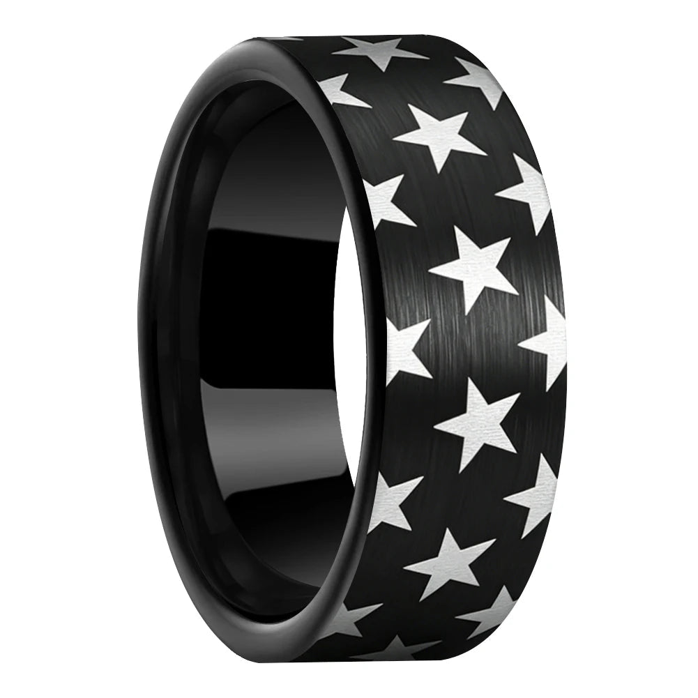 Anillo de Tungsteno Negro Corte Pipa
