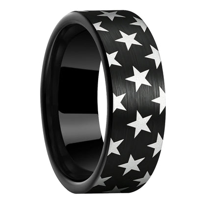 Anillo de Tungsteno Negro Corte Pipa
