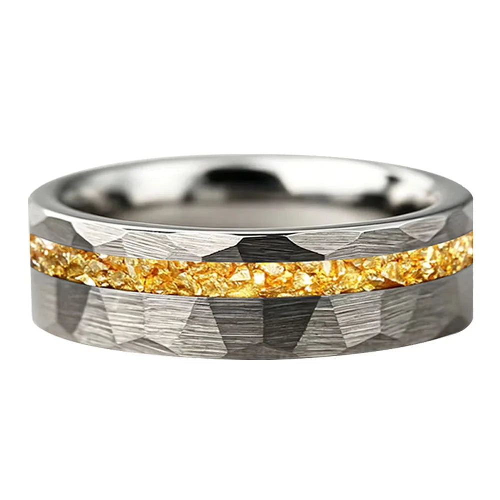Anillo de Tungsteno con Cristal Dorado