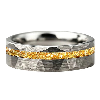 Anillo de Tungsteno con Cristal Dorado