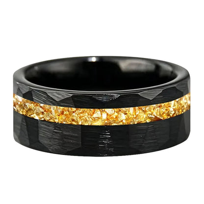 Anillo de Tungsteno con Cristal Dorado