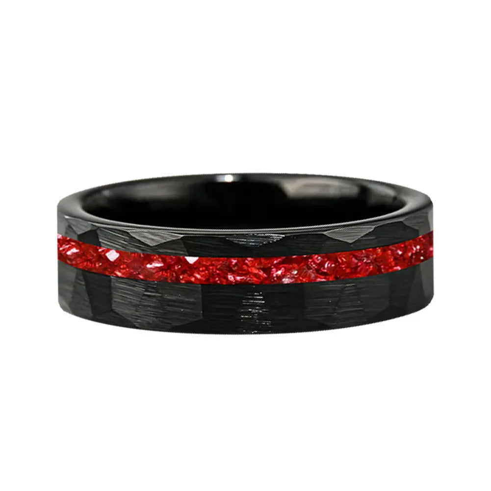 Anillo de Tungsteno con Cristal Rojo