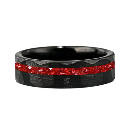 Anillo de Tungsteno con Cristal Rojo
