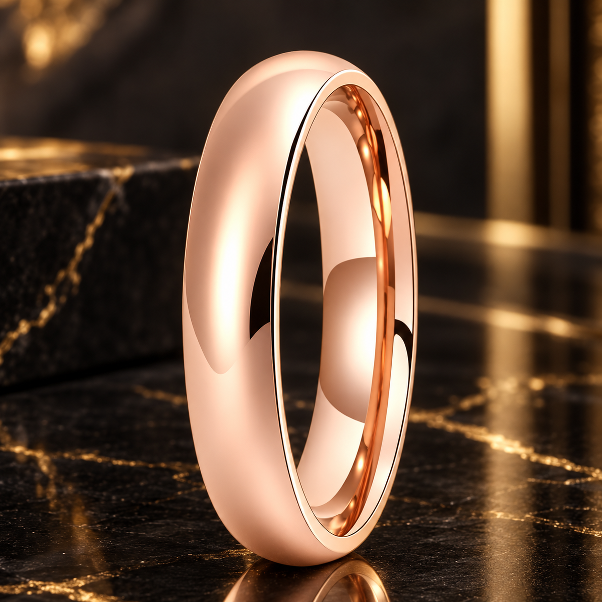 Anillo de Carburo de Tungsteno Oro Rosa