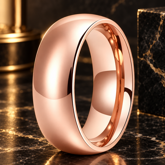 Anillo de Carburo de Tungsteno Oro Rosa