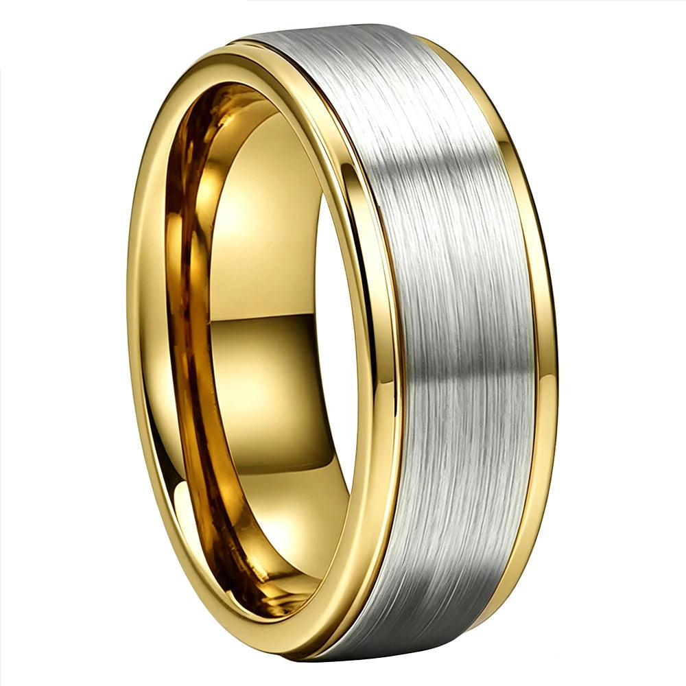 Anillo de Tungsteno Bordes Escalonados