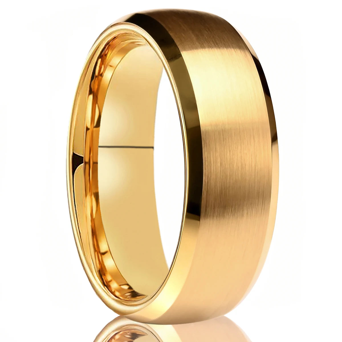 Anillo de Tungsteno Dorado Cepillado
