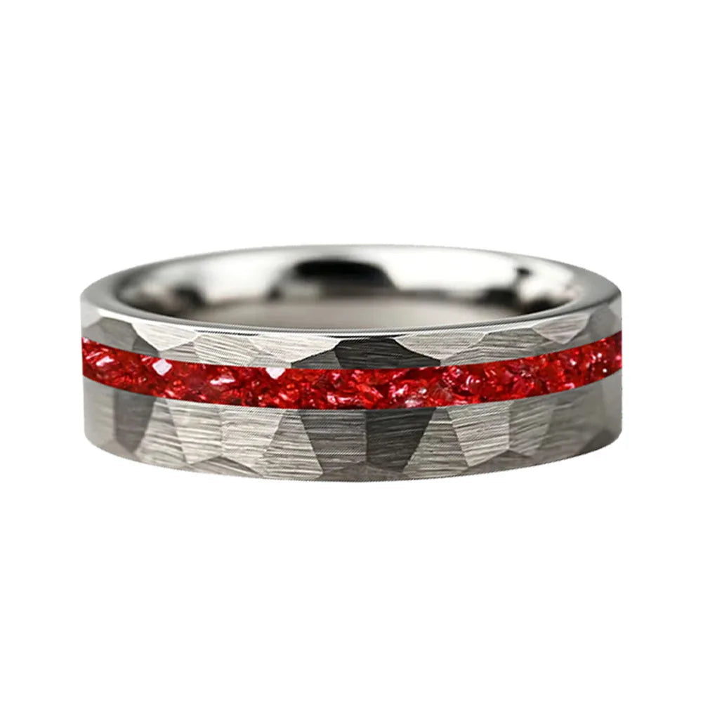 Anillo de Tungsteno con Cristal Rojo