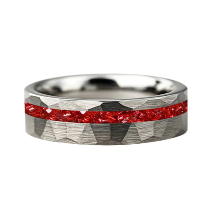 Anillo de Tungsteno con Cristal Rojo