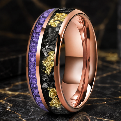 Anillo de Tungsteno con Fibra de Carbono Púrpura