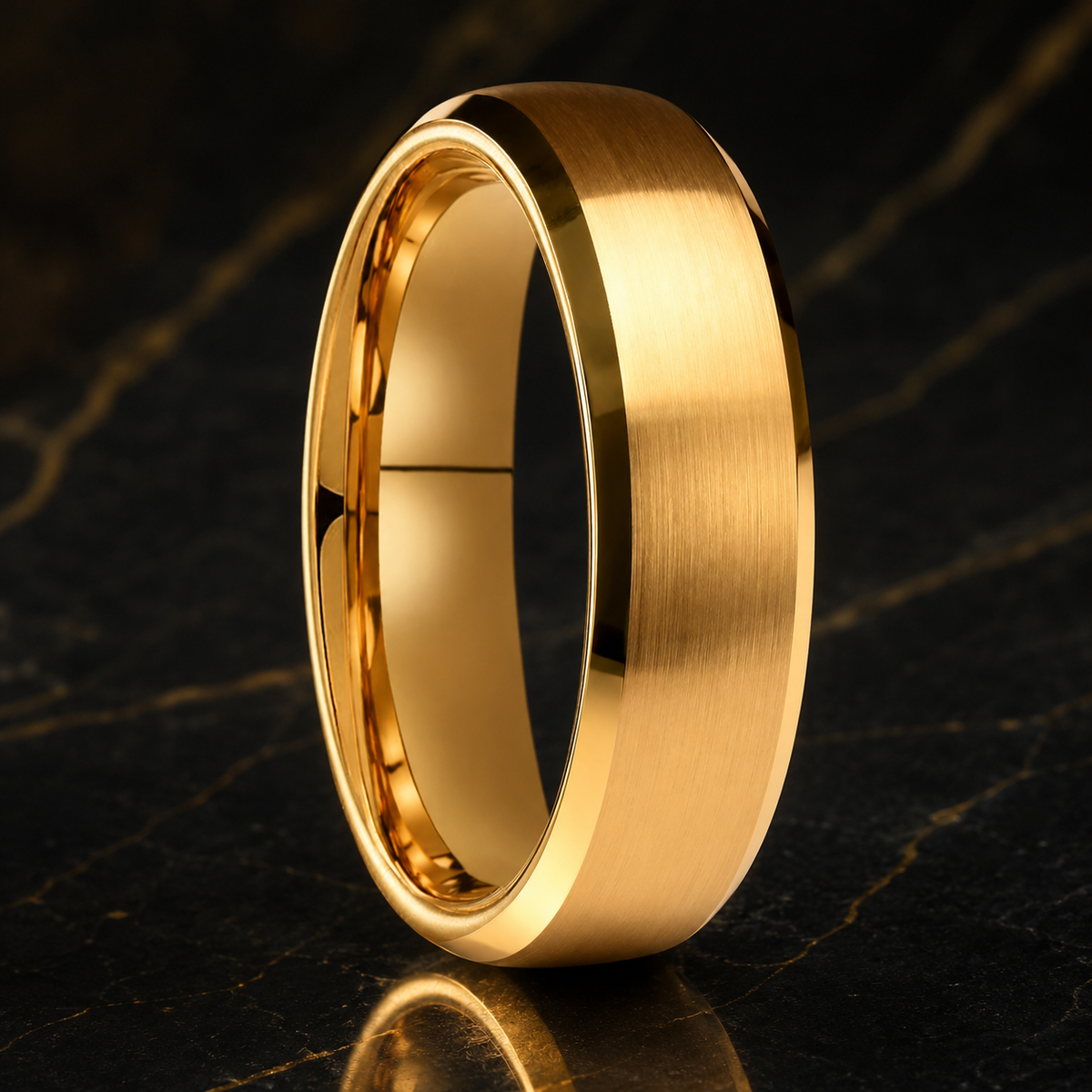 Anillo de Tungsteno Dorado Cepillado
