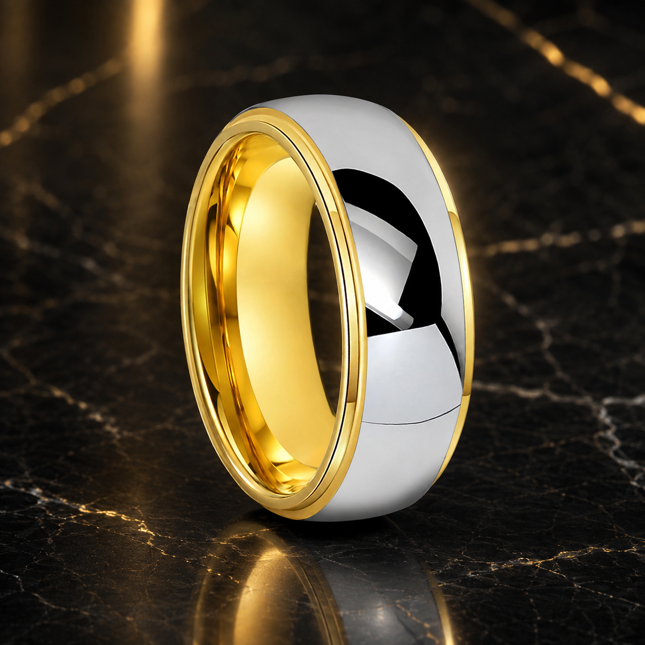 Anillo de Tungsteno Dorado Escalonado