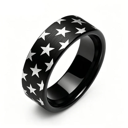 Anillo de Tungsteno Negro Corte Pipa