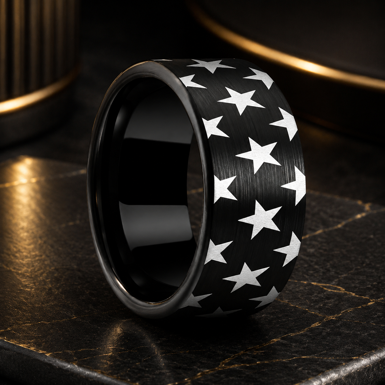 Anillo de Tungsteno Negro Corte Pipa