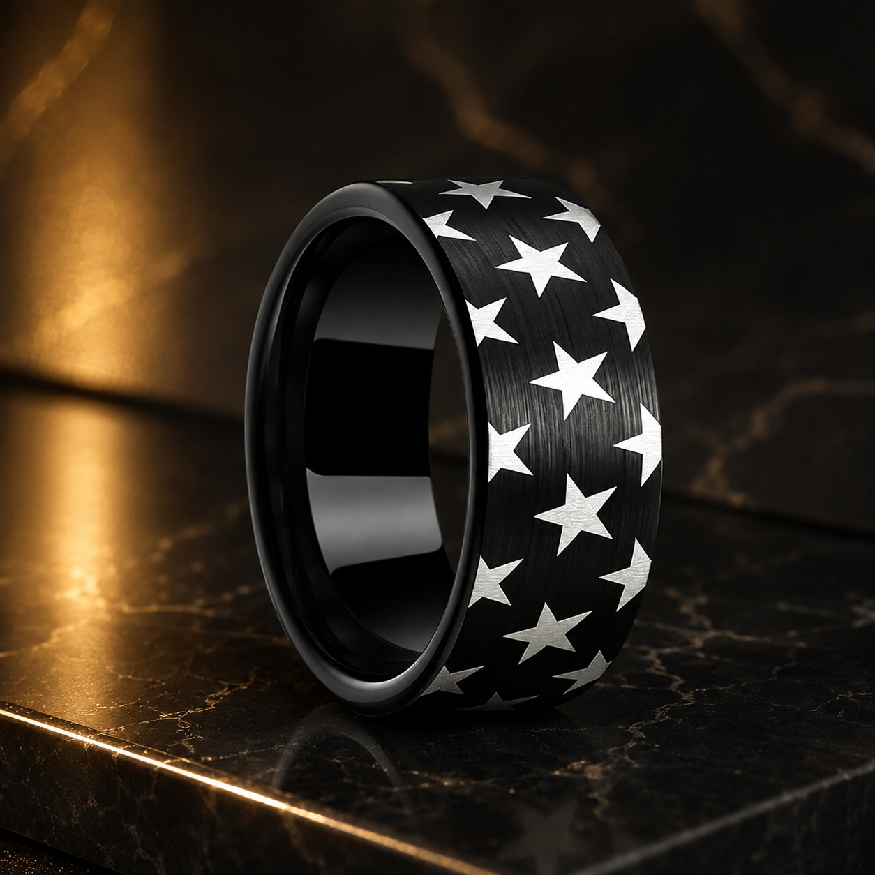 Anillo de Tungsteno Negro Corte Pipa