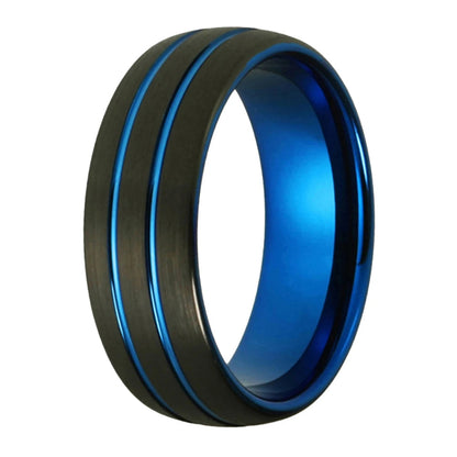 Anillo de Tungsteno Negro y Azul 