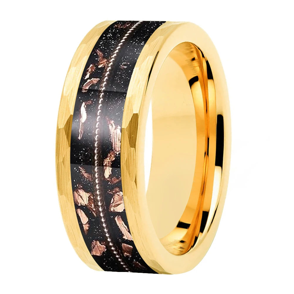 Anillo de Tungsteno Oro Rosa con Cuerdas