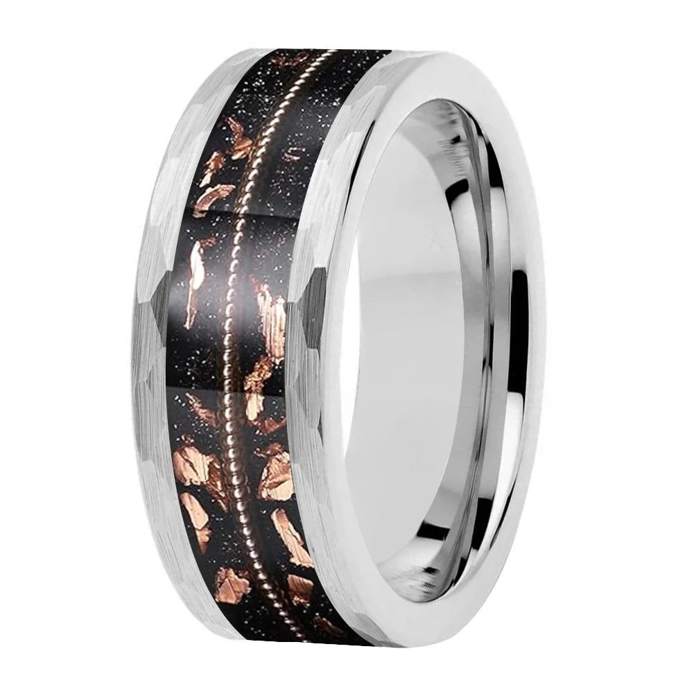 Anillo de Tungsteno Oro Rosa con Cuerdas