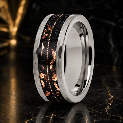 Anillo de Tungsteno Oro Rosa con Cuerdas