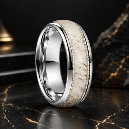 Anillo de Tungsteno con Asta y Cuerda