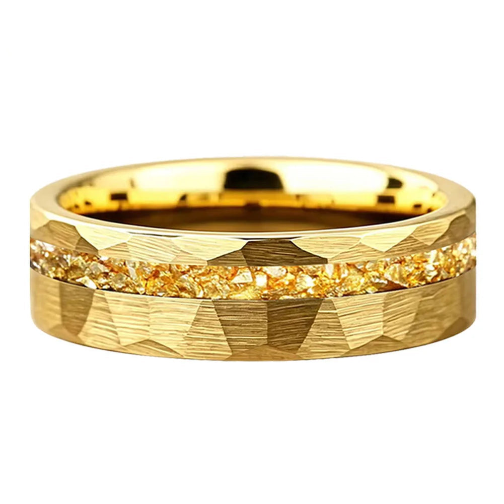 Anillo de Tungsteno con Cristal Dorado