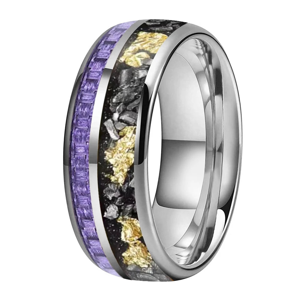 Anillo de Tungsteno con Fibra de Carbono Púrpura
