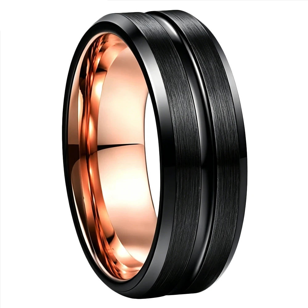 Anillo de Tungsteno con Ranura Central