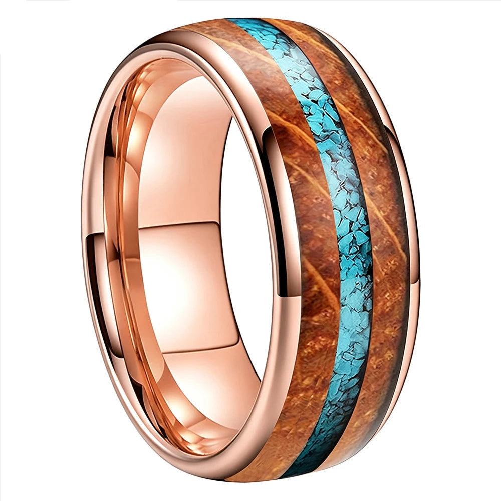 Anillo de Tungsteno con Barrica y Turquesa
