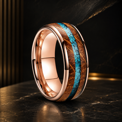 Anillo de Tungsteno con Barrica y Turquesa