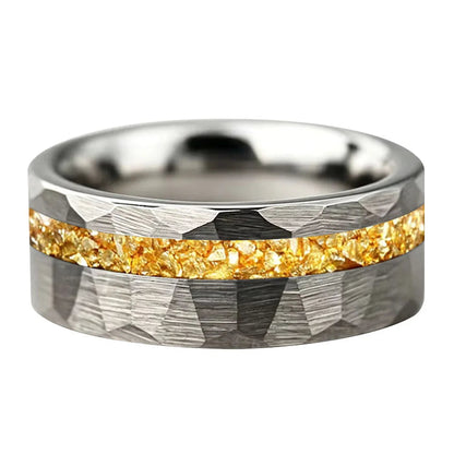 Anillo de Tungsteno con Cristal Dorado