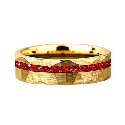 Anillo de Tungsteno con Cristal Rojo