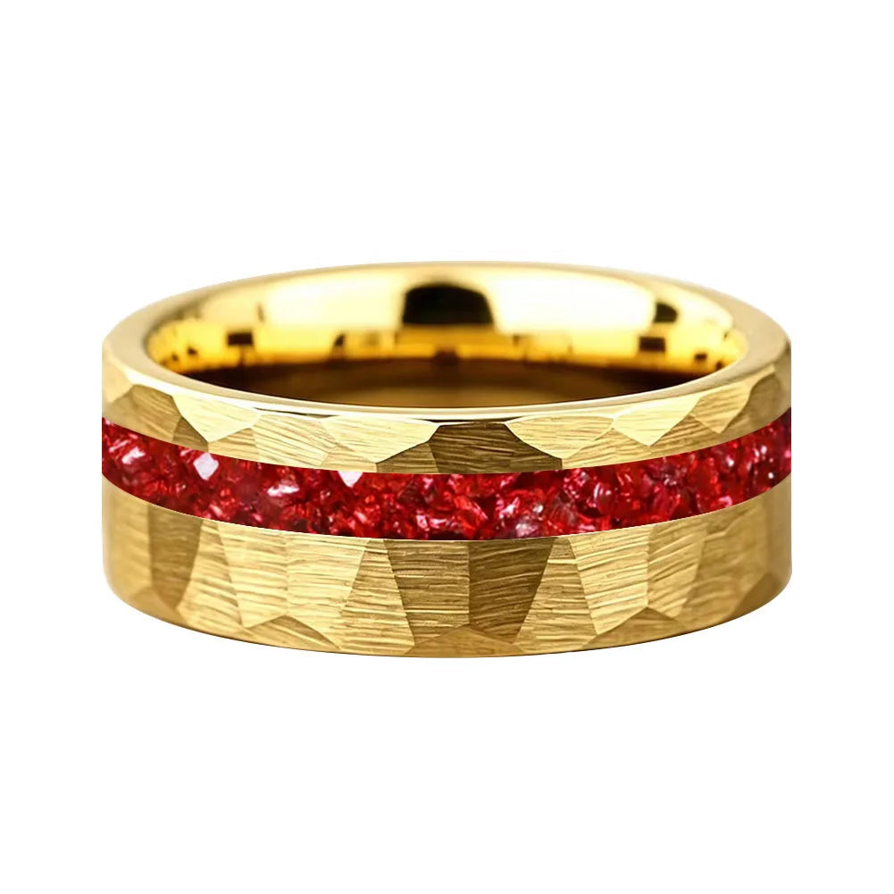 Anillo de Tungsteno con Cristal Rojo