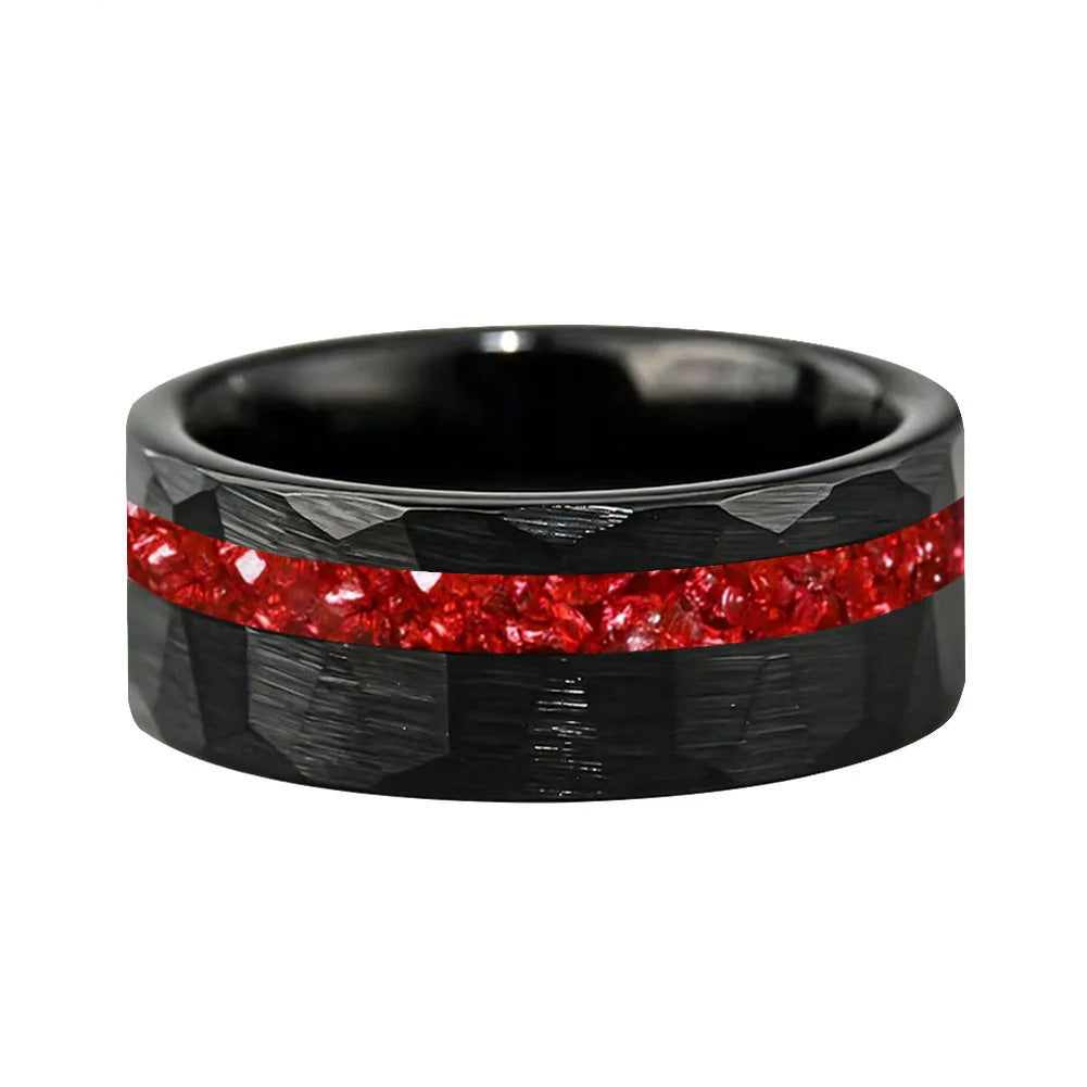 Anillo de Tungsteno con Cristal Rojo